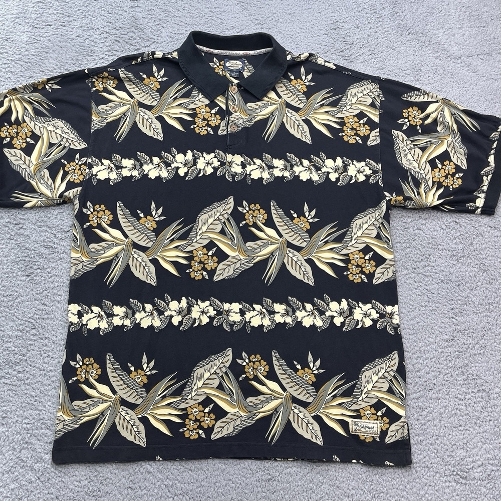 Tommy Bahama Hawaiian Shirt Mens XL Vintage 90s Old Tag Floral Beach Tiki Lounge